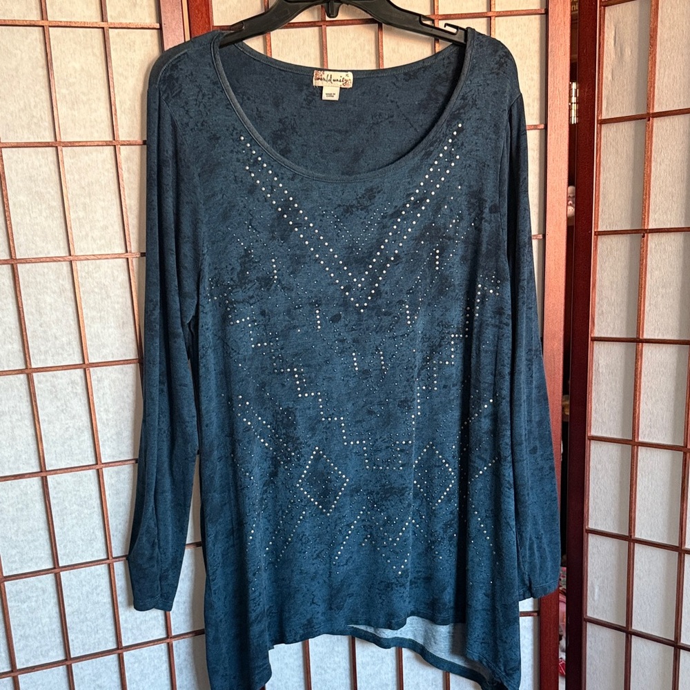 Ingrid & Isabel Navy Studded Long Sleeve Tunic
